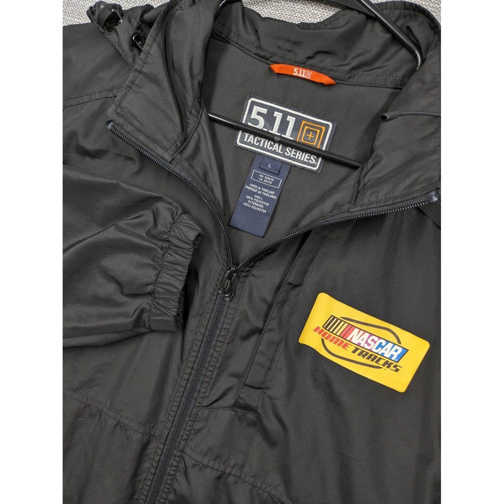 NASCAR Home Tracks Jacket Mens Large Black Auto Racing 5.11 Tactical Hooded